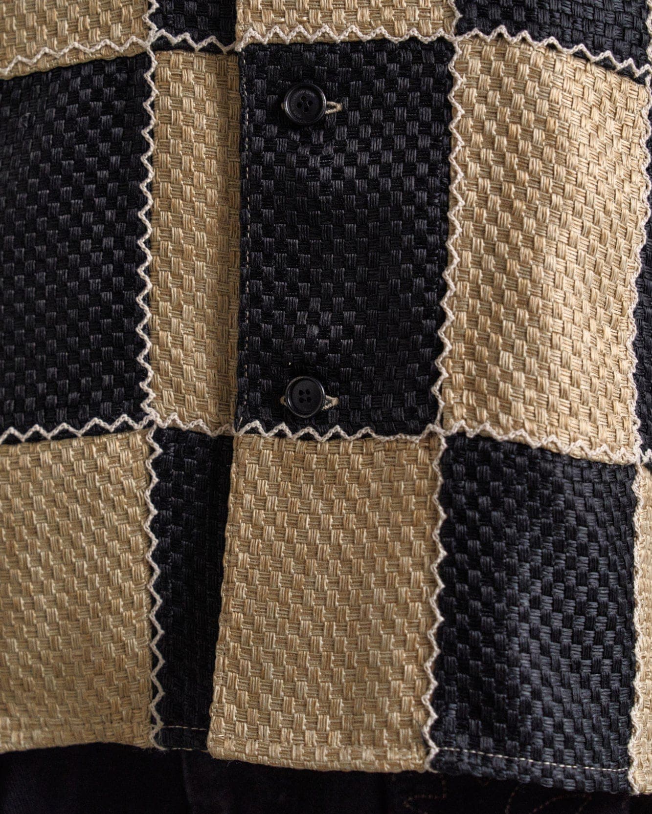 Patchwork Open Collar Shirts (Black/Beige) — vue 10