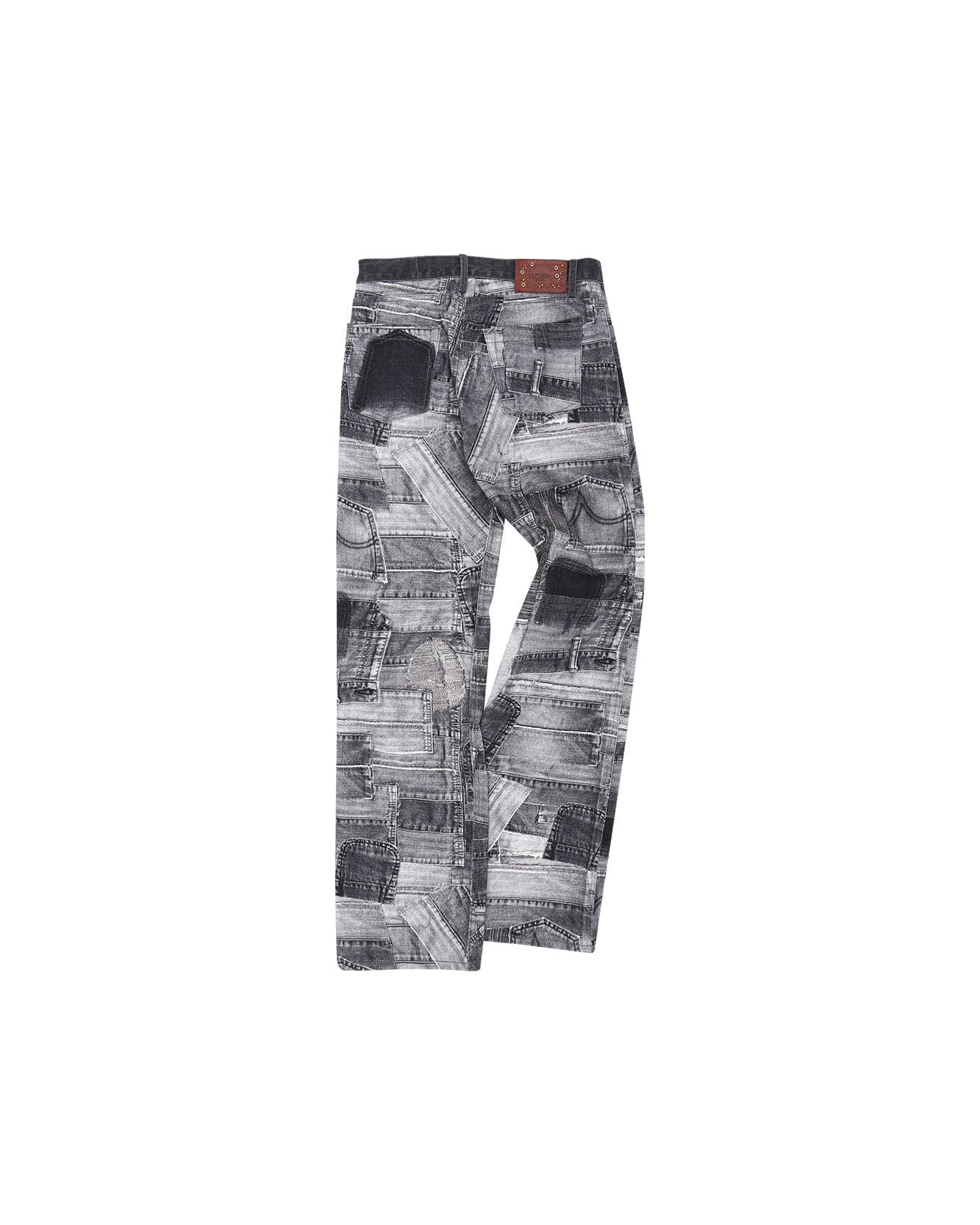 BRNO Patchwork Printed Wide Jeans (Black) — vue 3