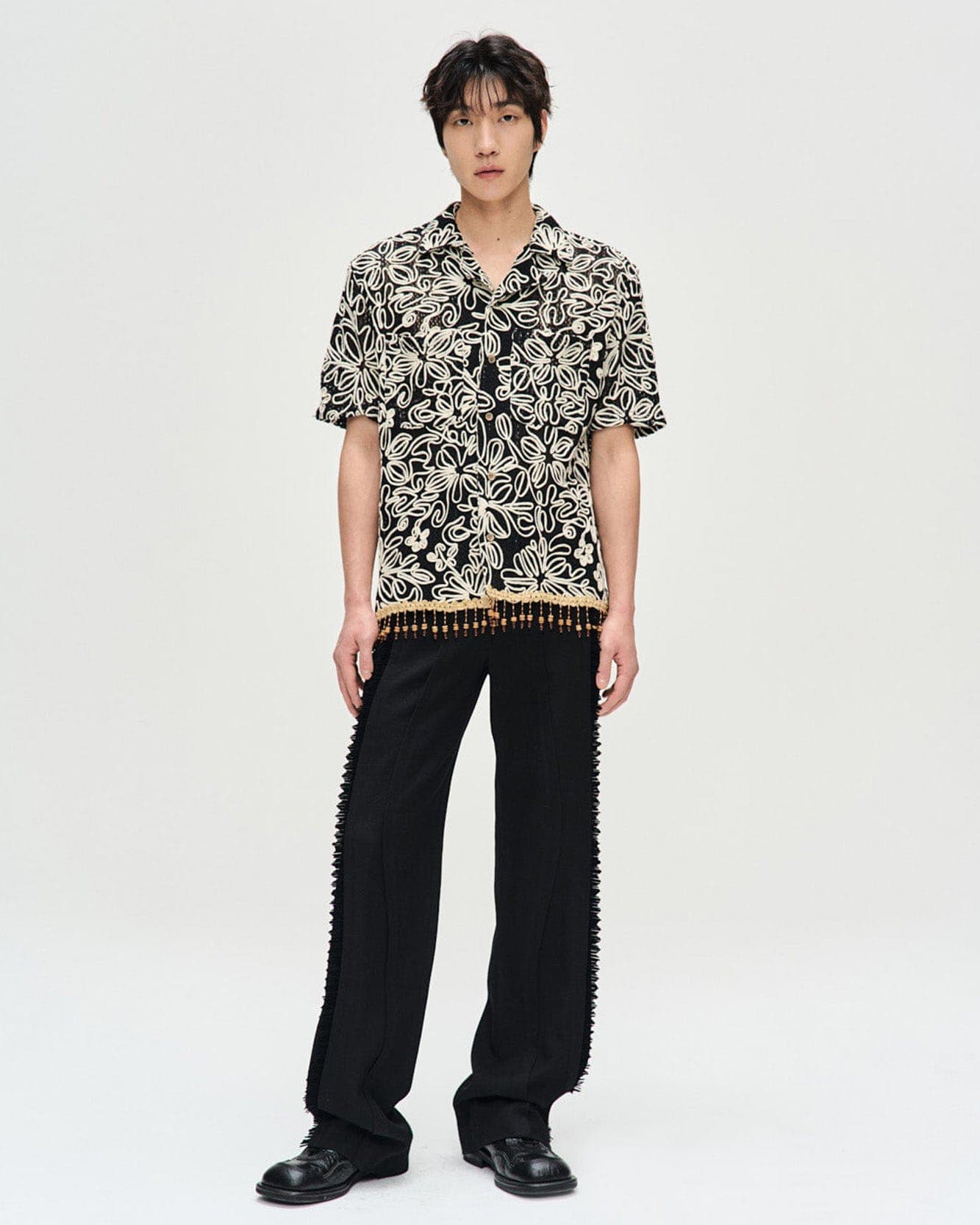 Flower Jacquard Shirts (Black) — vue 2