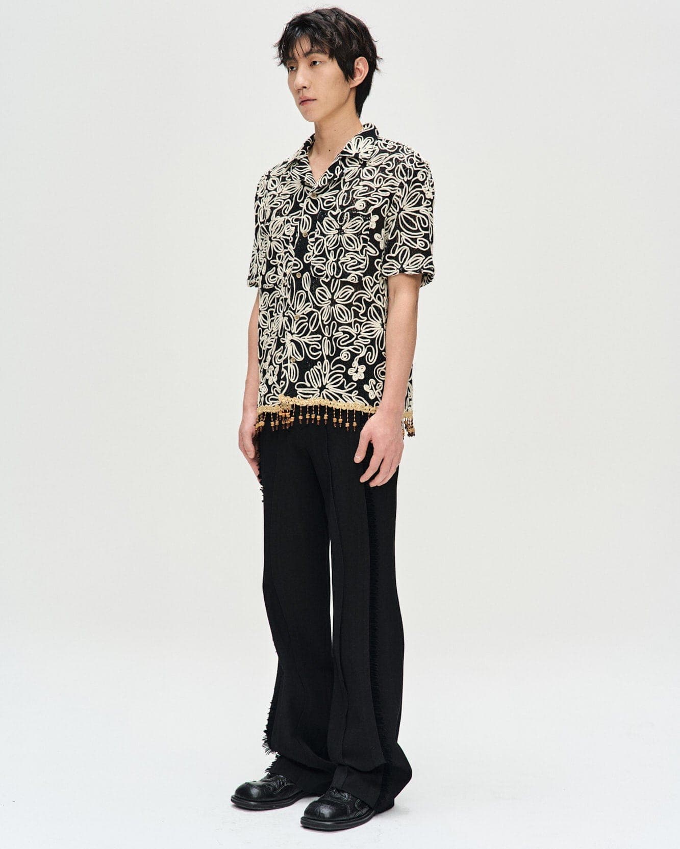Flower Jacquard Shirts (Black) — vue 5
