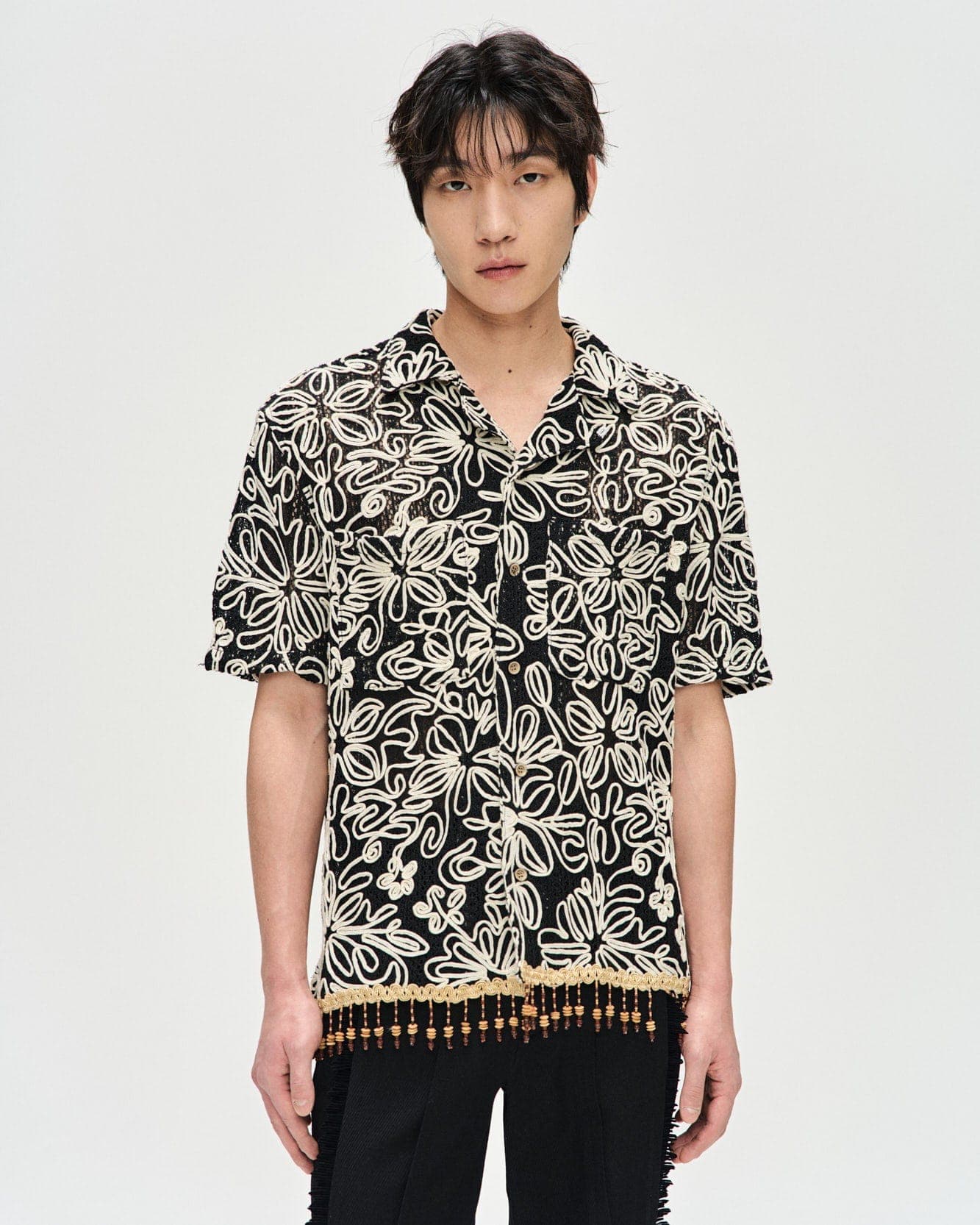 Flower Jacquard Shirts (Black) — vue 7