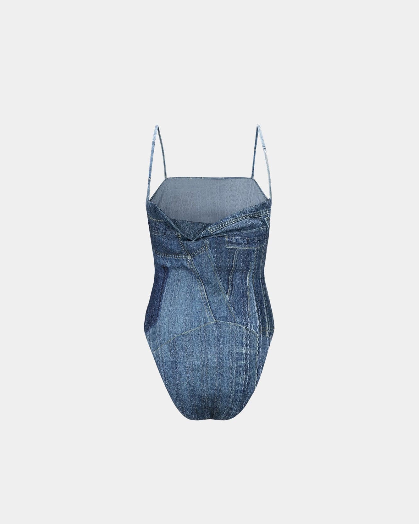 Denim Printed Knit Bodysuit (Washed Blue) — vue 3