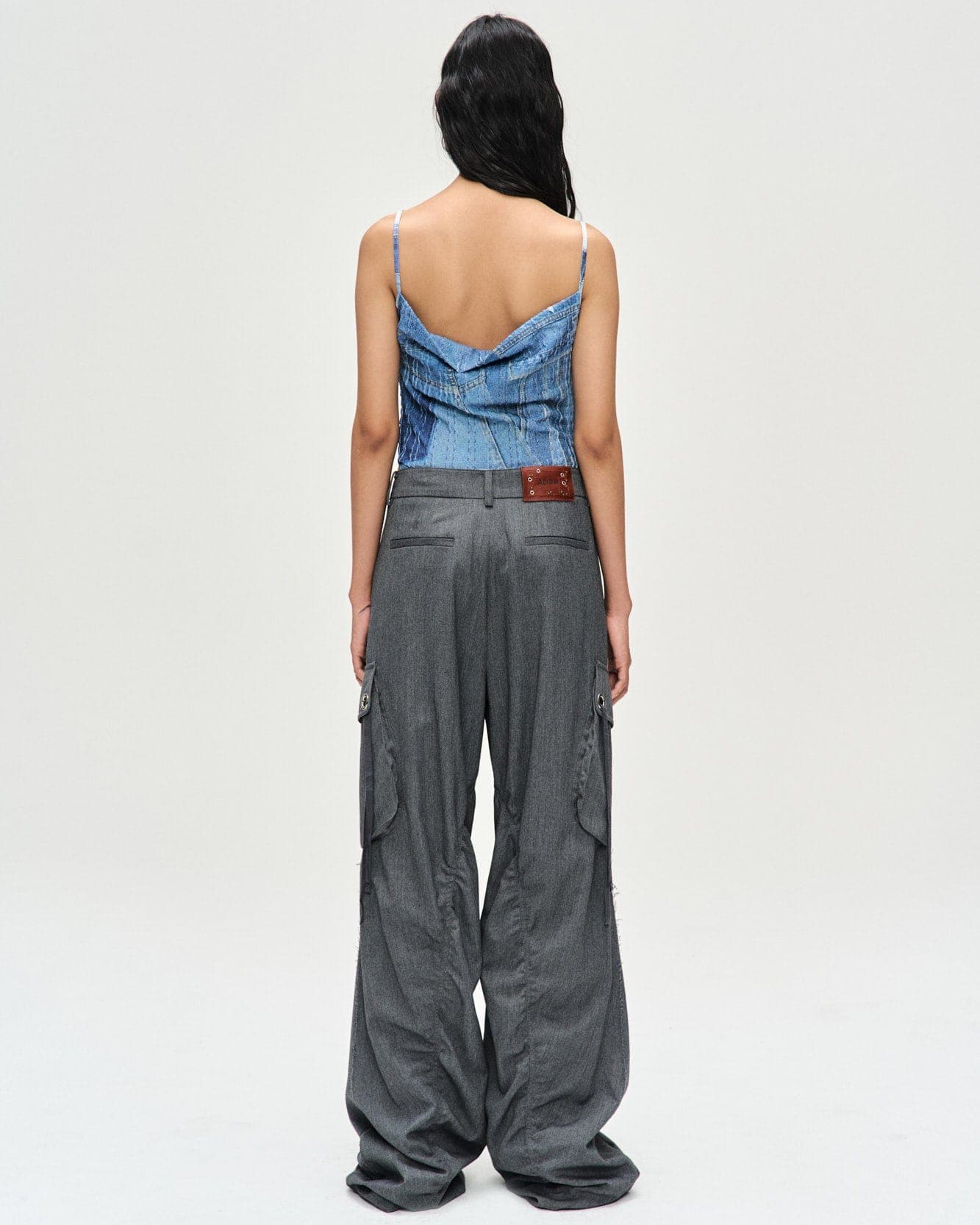 Denim Printed Knit Bodysuit (Washed Blue) — vue 5