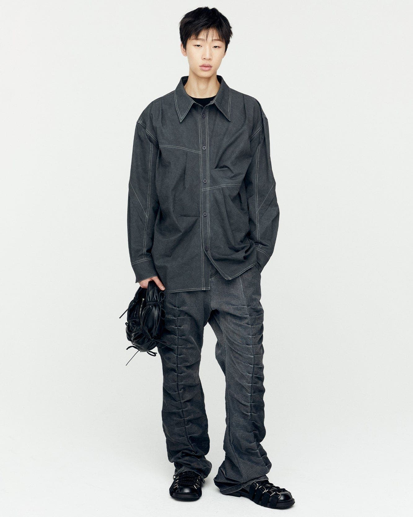 Alice Dyed Cotton Shirts (Charcoal) — vue 5