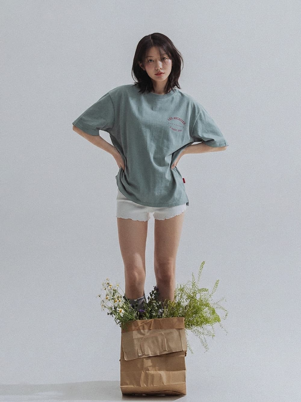 Bob Muse Print Overfit Tee (Sage Green) — vue 6