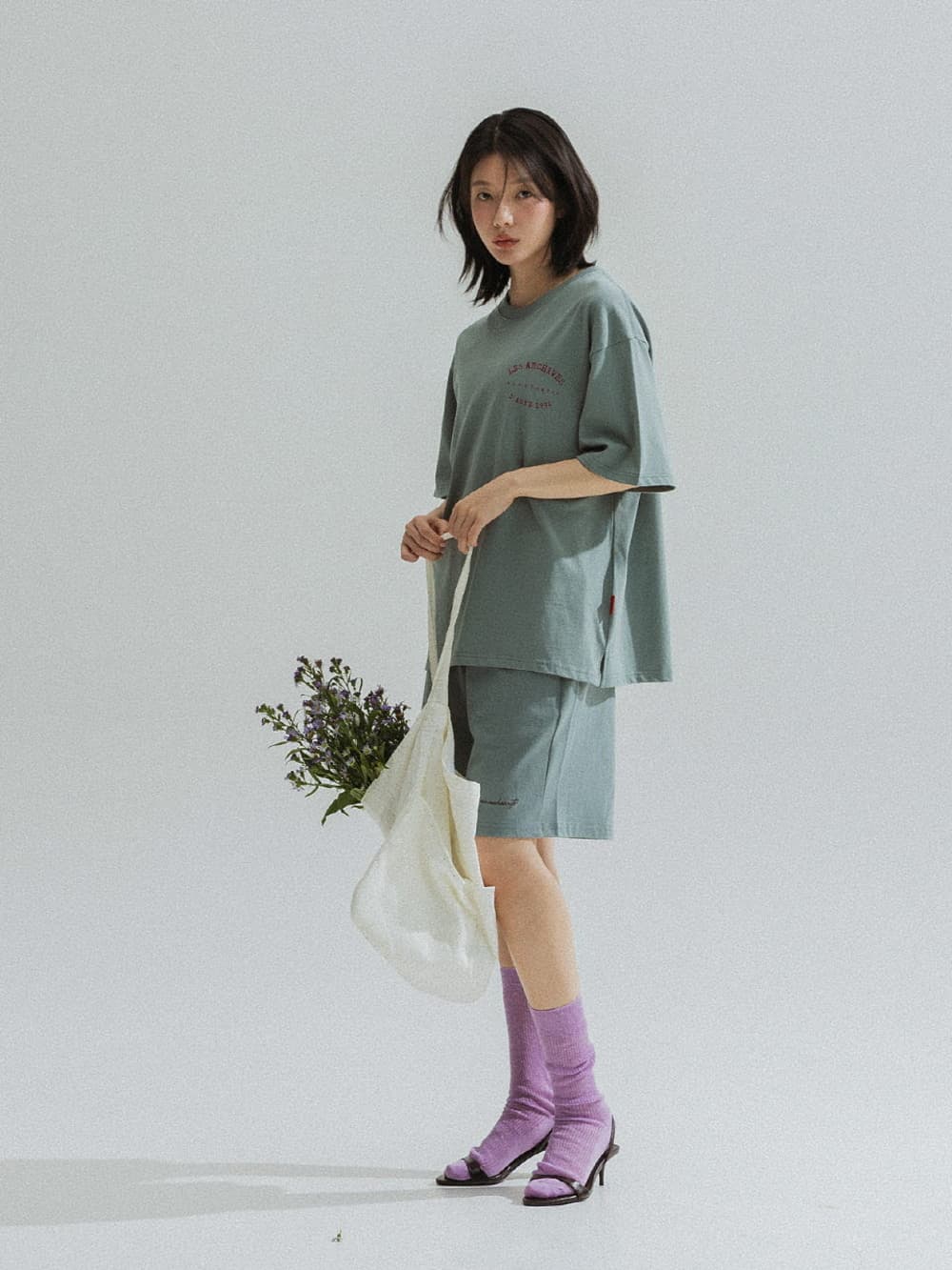 Bermuda Jersey Shorts (Sage Green) — vue 6