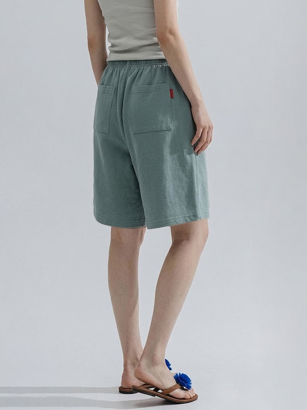 Bermuda Jersey Shorts (Sage Green) — vue 1
