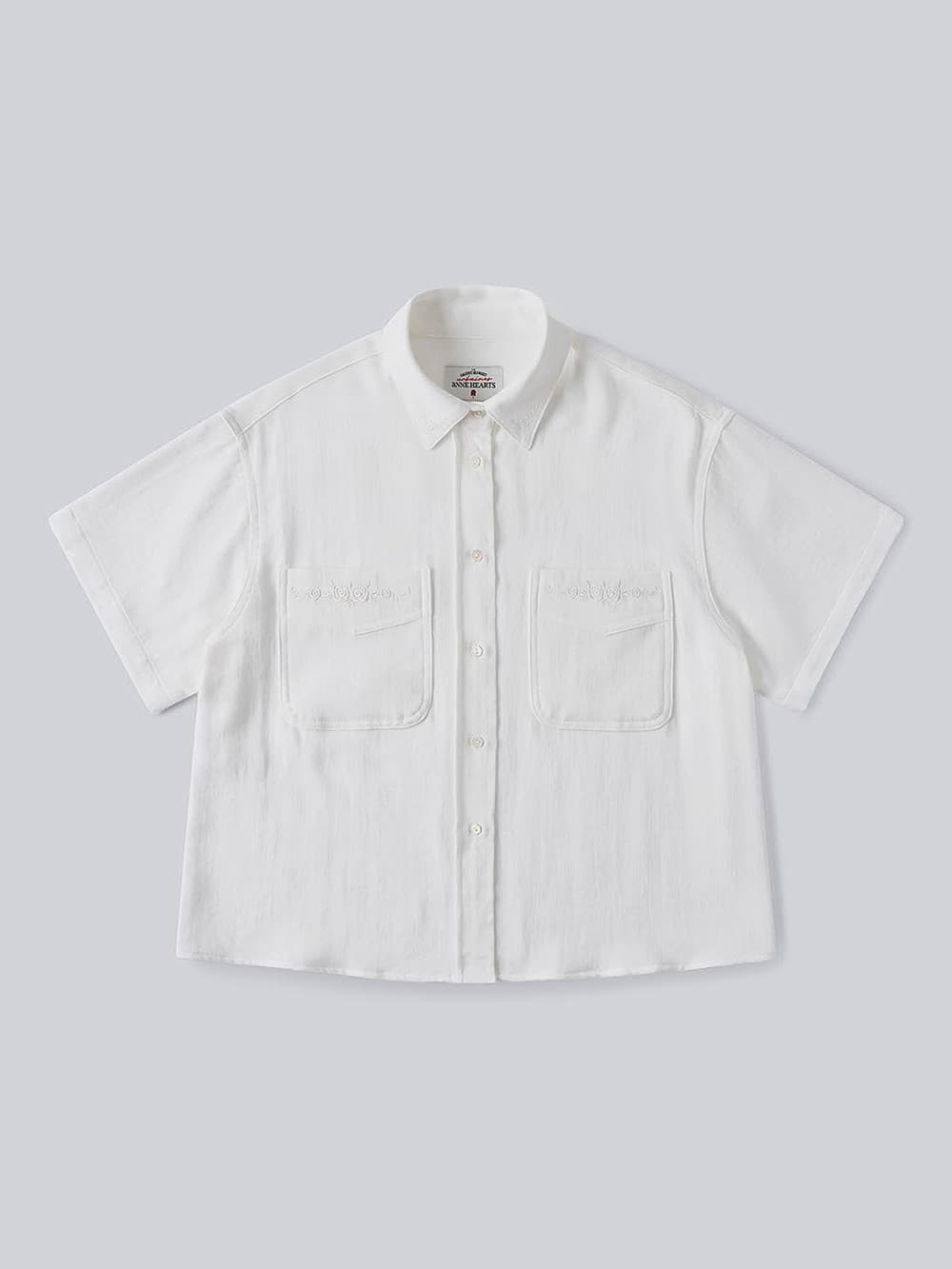 Soft Embroidery Cotton Shirt (Ivory) — vue 2