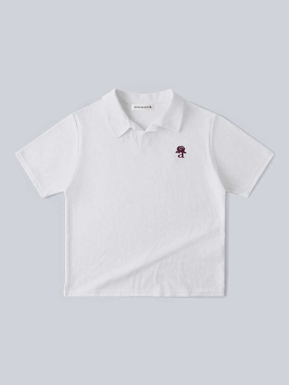 Relaxed Collar Terry Tee (White) — vue 2