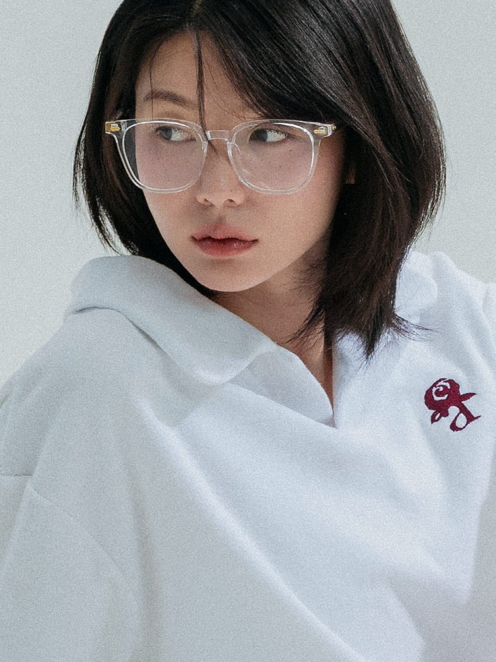 Relaxed Collar Terry Tee (White) — vue 6