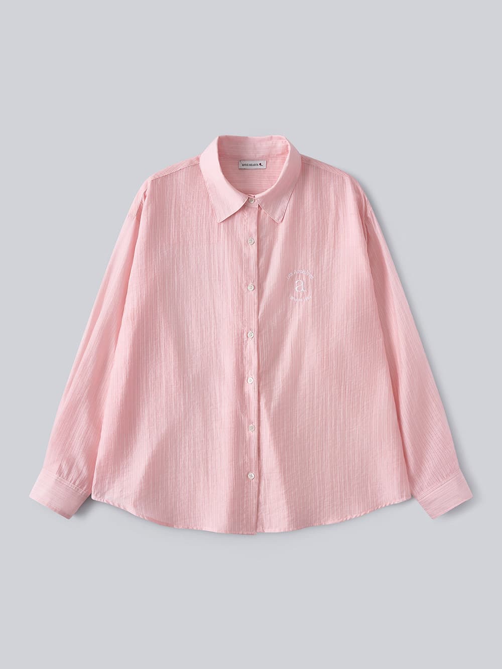 Pinstripe Sheer Shirt (Pink) — vue 2