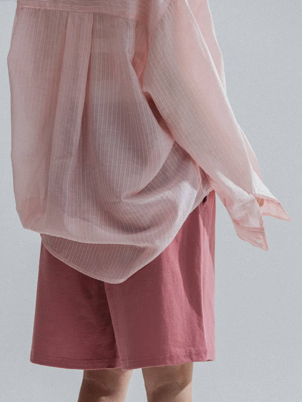Pinstripe Sheer Shirt (Pink) — vue 7