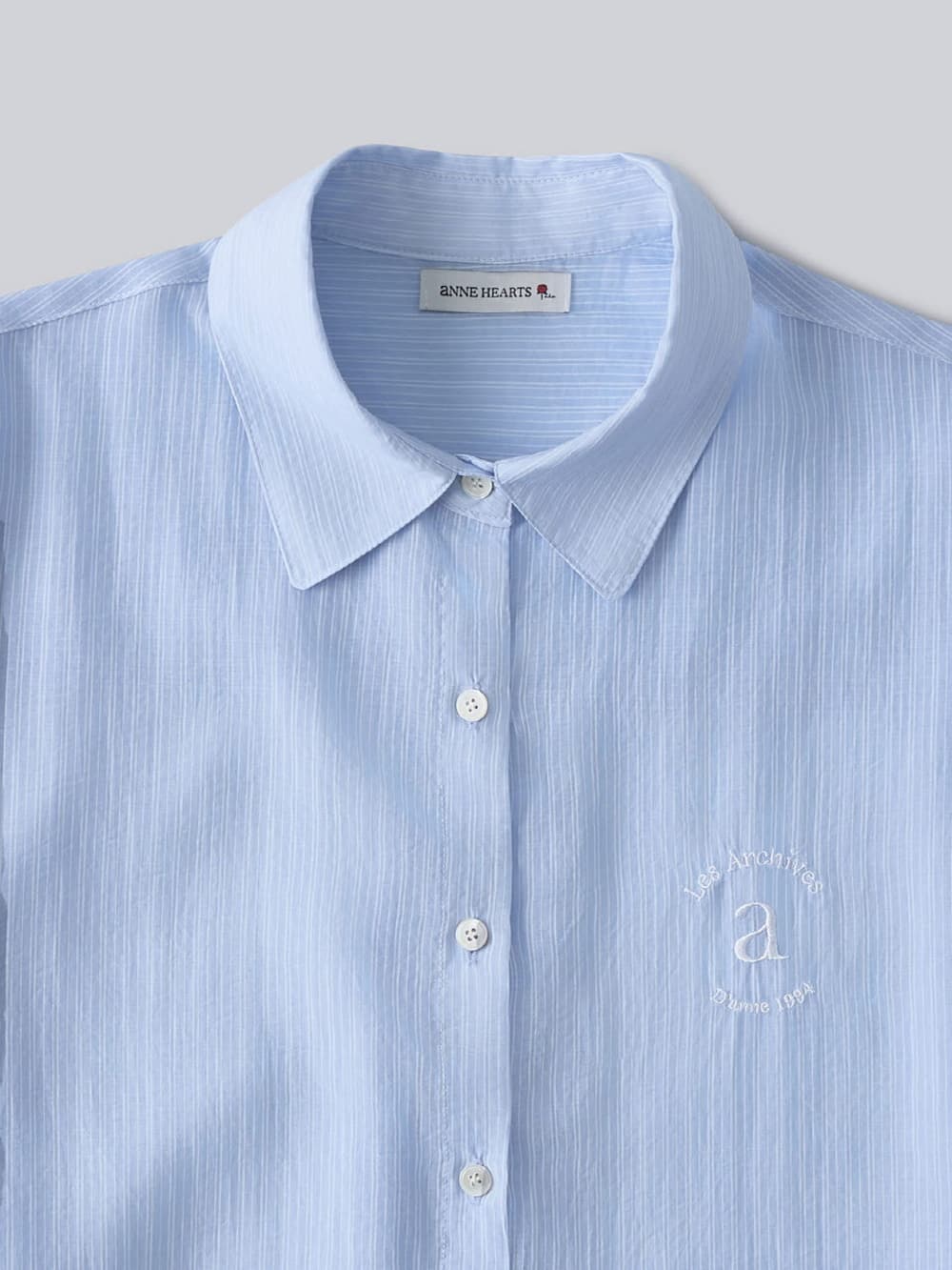 Pinstripe Sheer Shirt (Blue) — vue 10