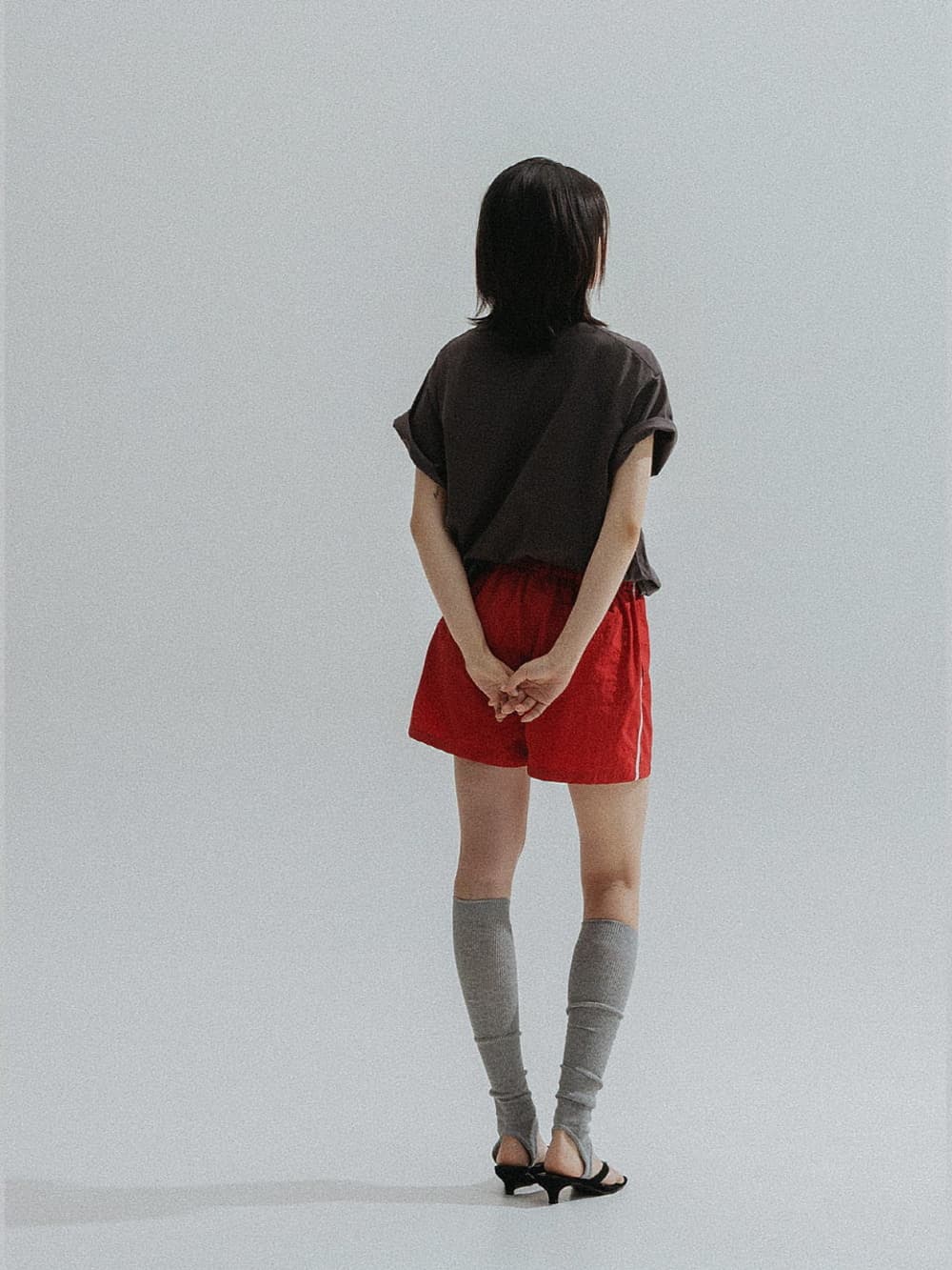 Side Lace Nylon Shorts (Red) — vue 4