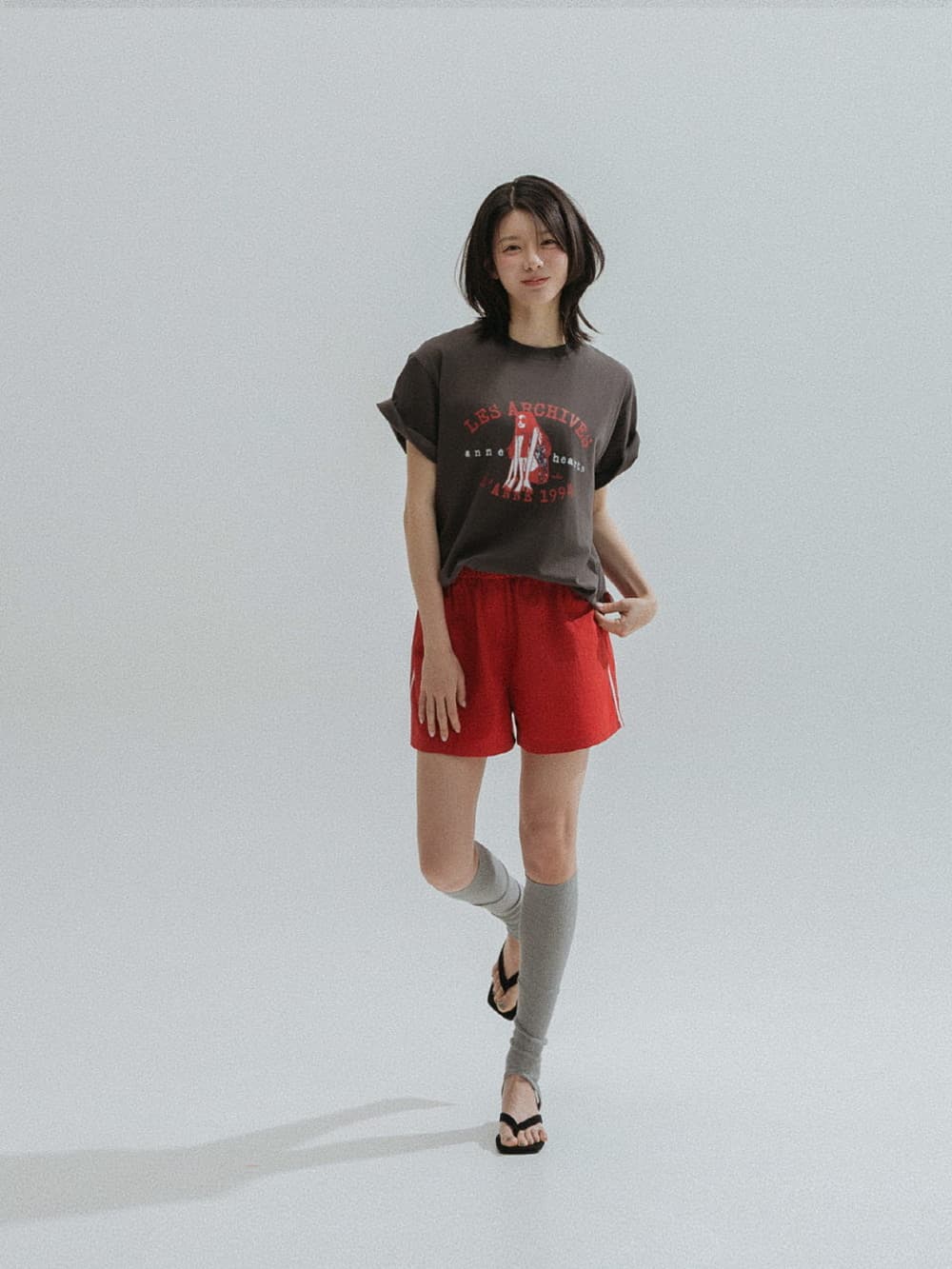 Side Lace Nylon Shorts (Red) — vue 5