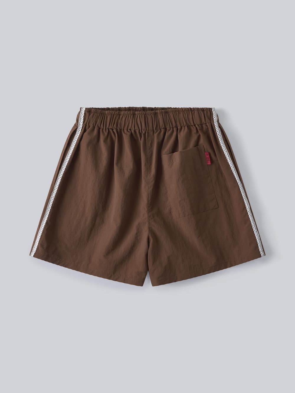 Side Lace Nylon Shorts (Brown) — vue 10