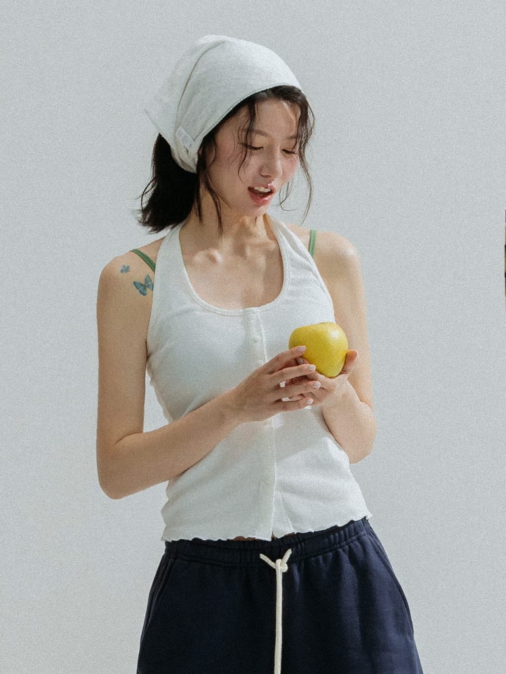 Button Point Cami Top (Ivory) — vue 4