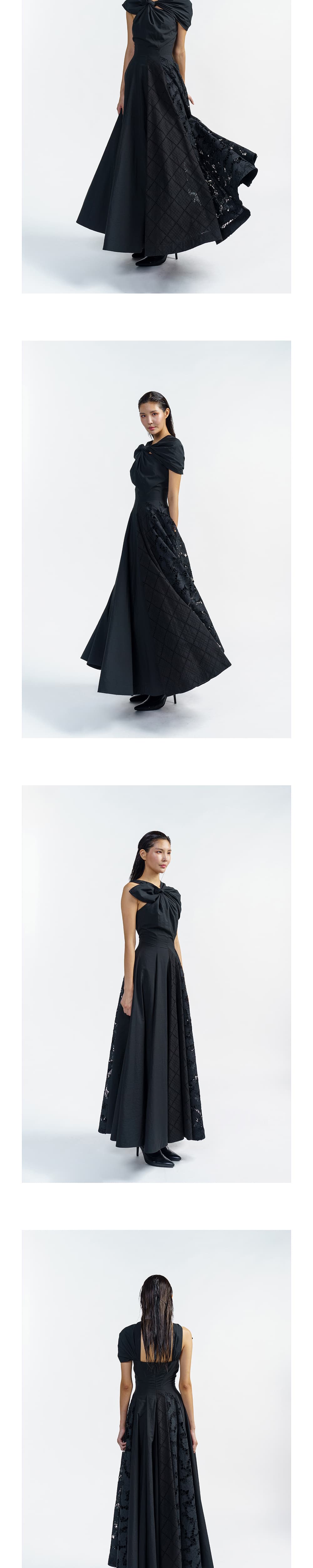 Black Cotton Flare Dress — vue 4