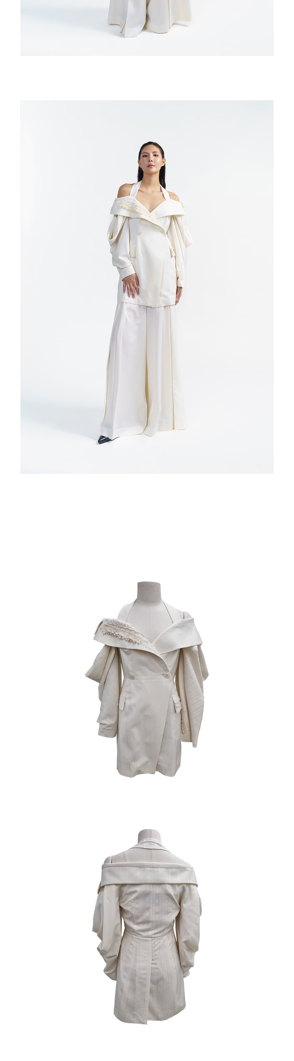 Off-Shoulder Wool Jacket (Cream) — vue 5