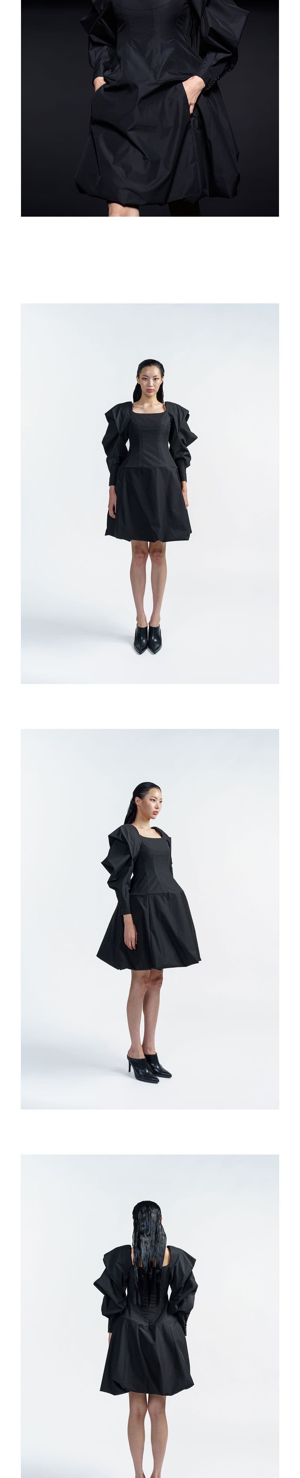 Cotton Black Mini Dress — vue 4