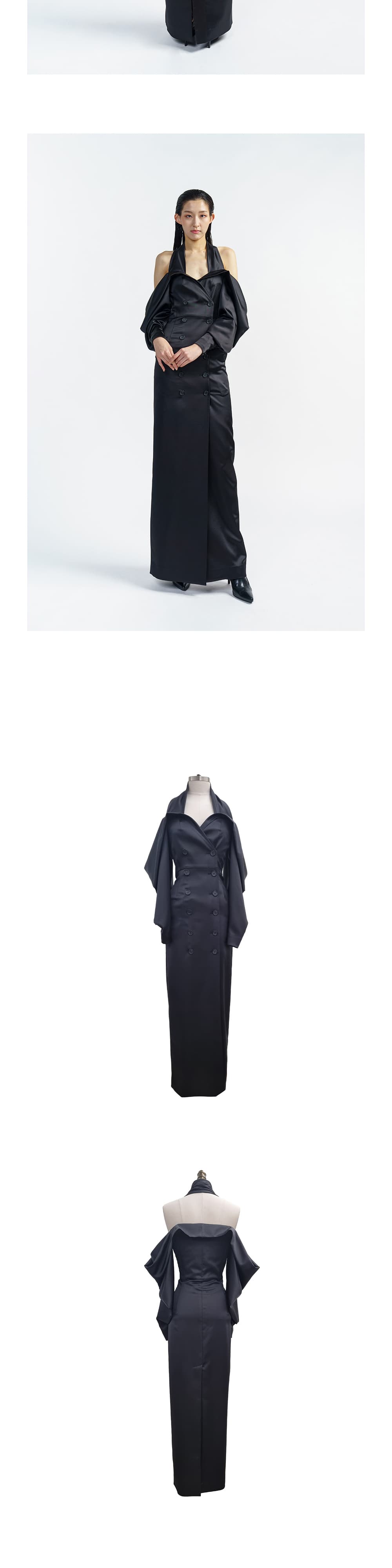 Halter-Neck Satin Double Long Dress — vue 5