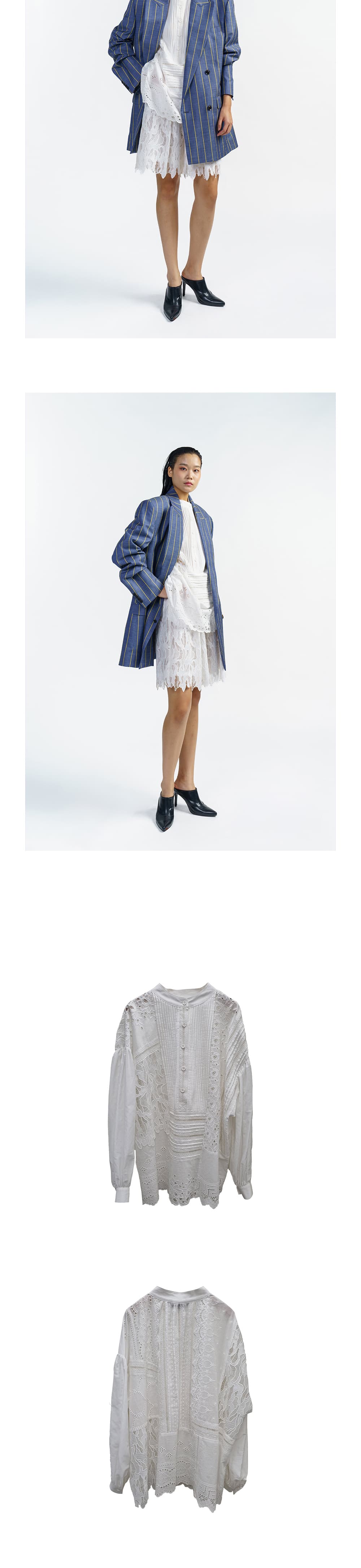 White Lace Patch Blouse — vue 4