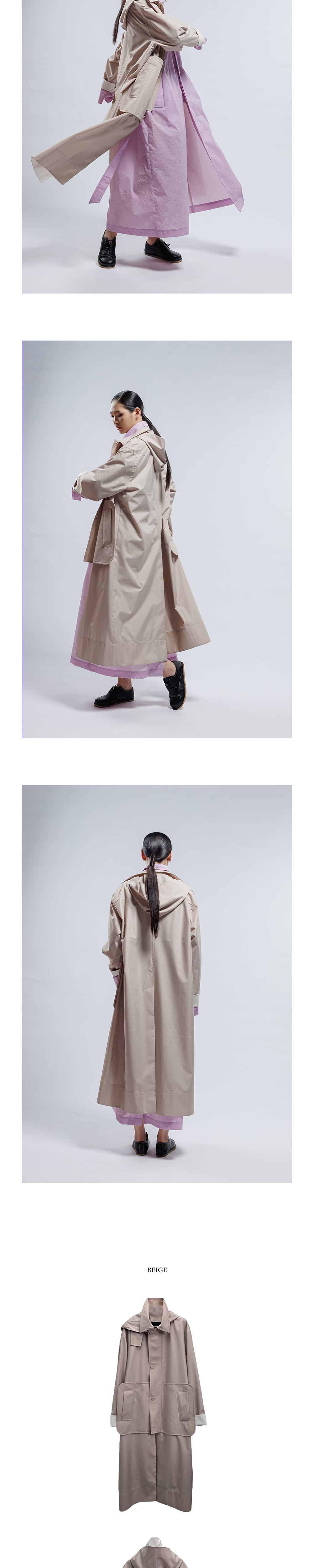 Over Fit Casual Hood Trench Coat — vue 4