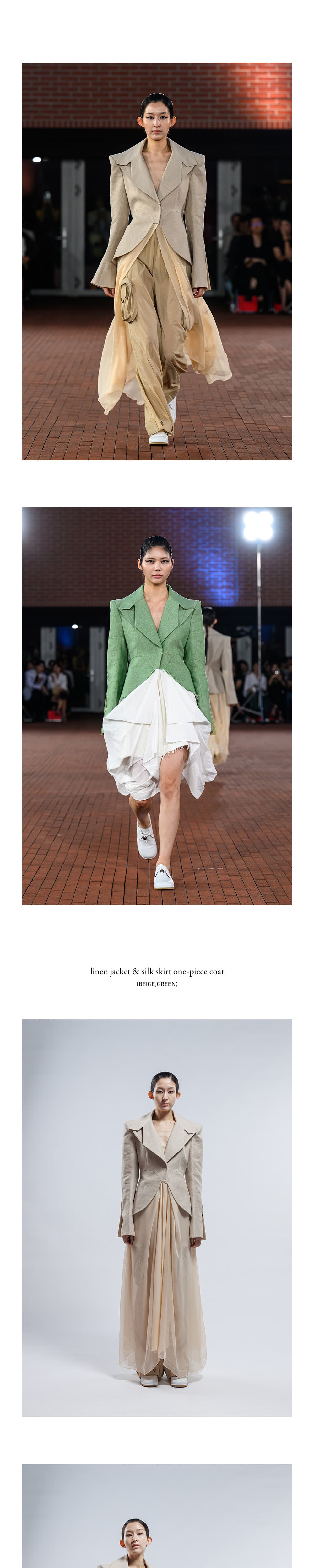 Linen Jacket & Silk Skirt One-piece Coat — vue 3