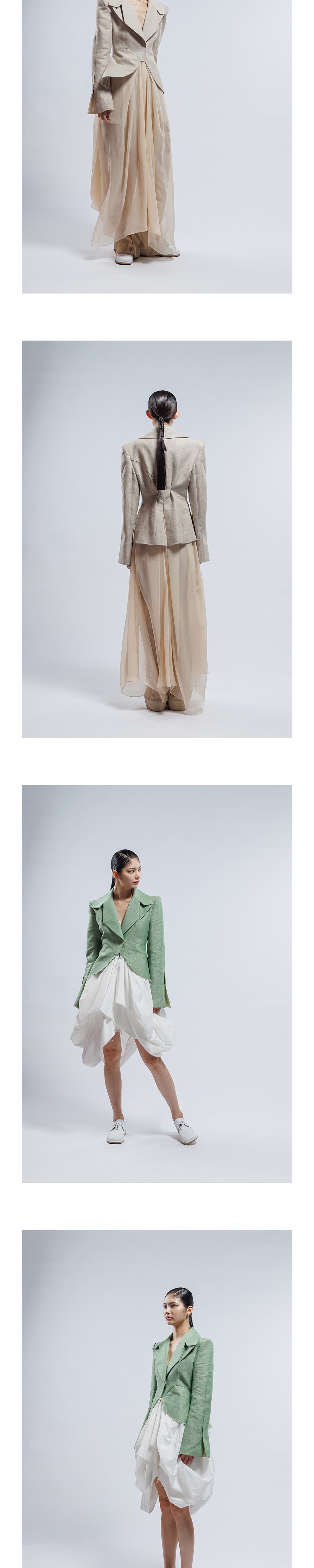 Linen Jacket & Silk Skirt One-piece Coat — vue 4