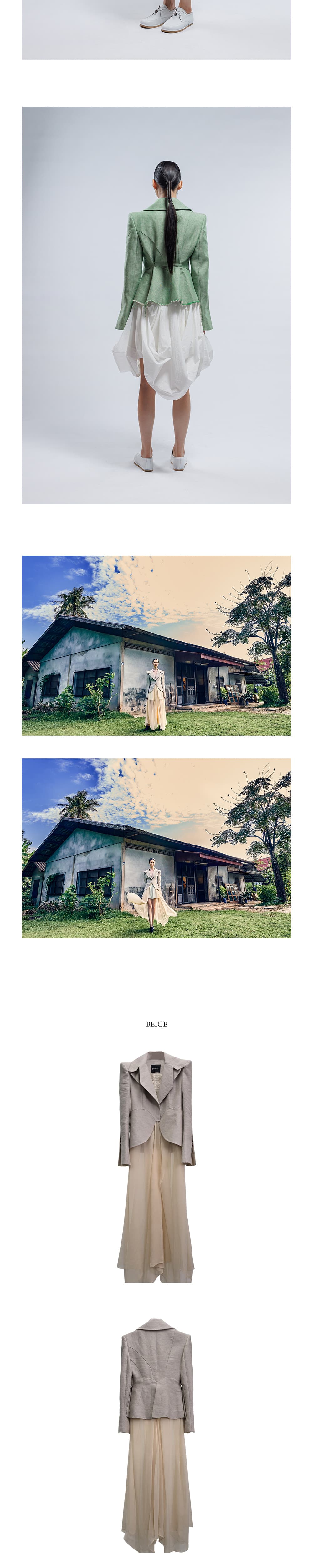 Linen Jacket & Silk Skirt One-piece Coat — vue 5
