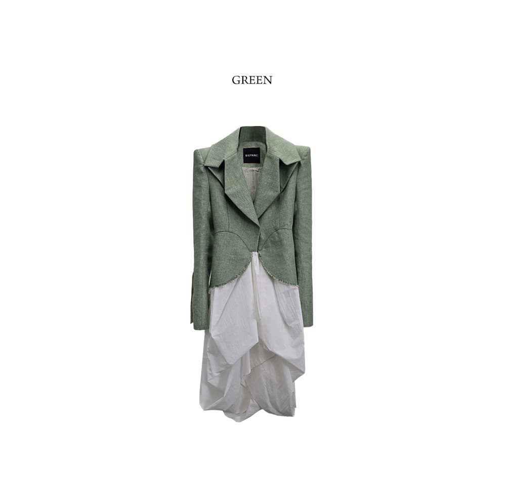 Linen Jacket & Silk Skirt One-piece Coat — vue 6