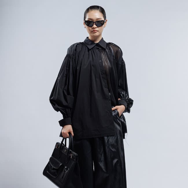 Smocking Details Asymmetrical Shirt — vue 1