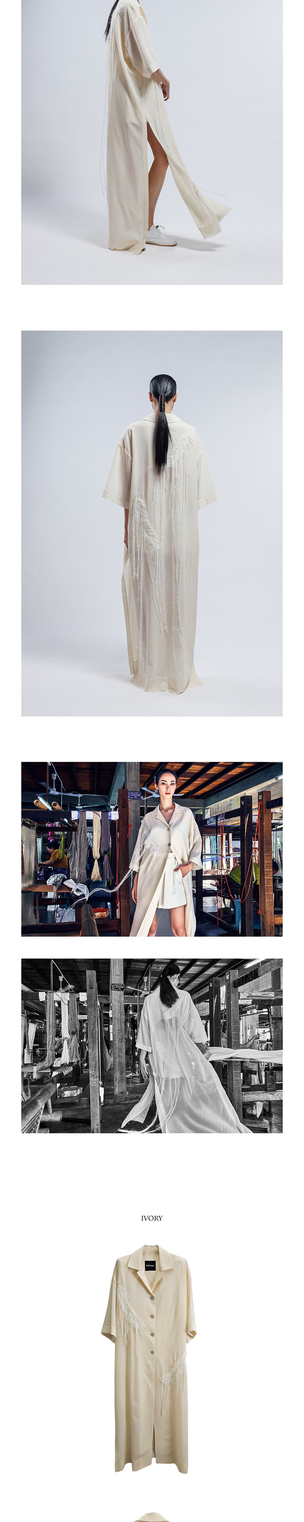 Hand Embroidered Detail Long Shirt Coat — vue 4