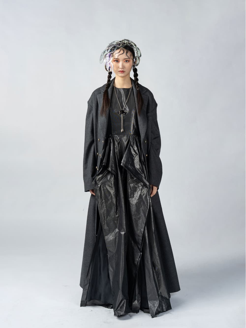 GreyMelange Tuck Maxi Coat — vue 5