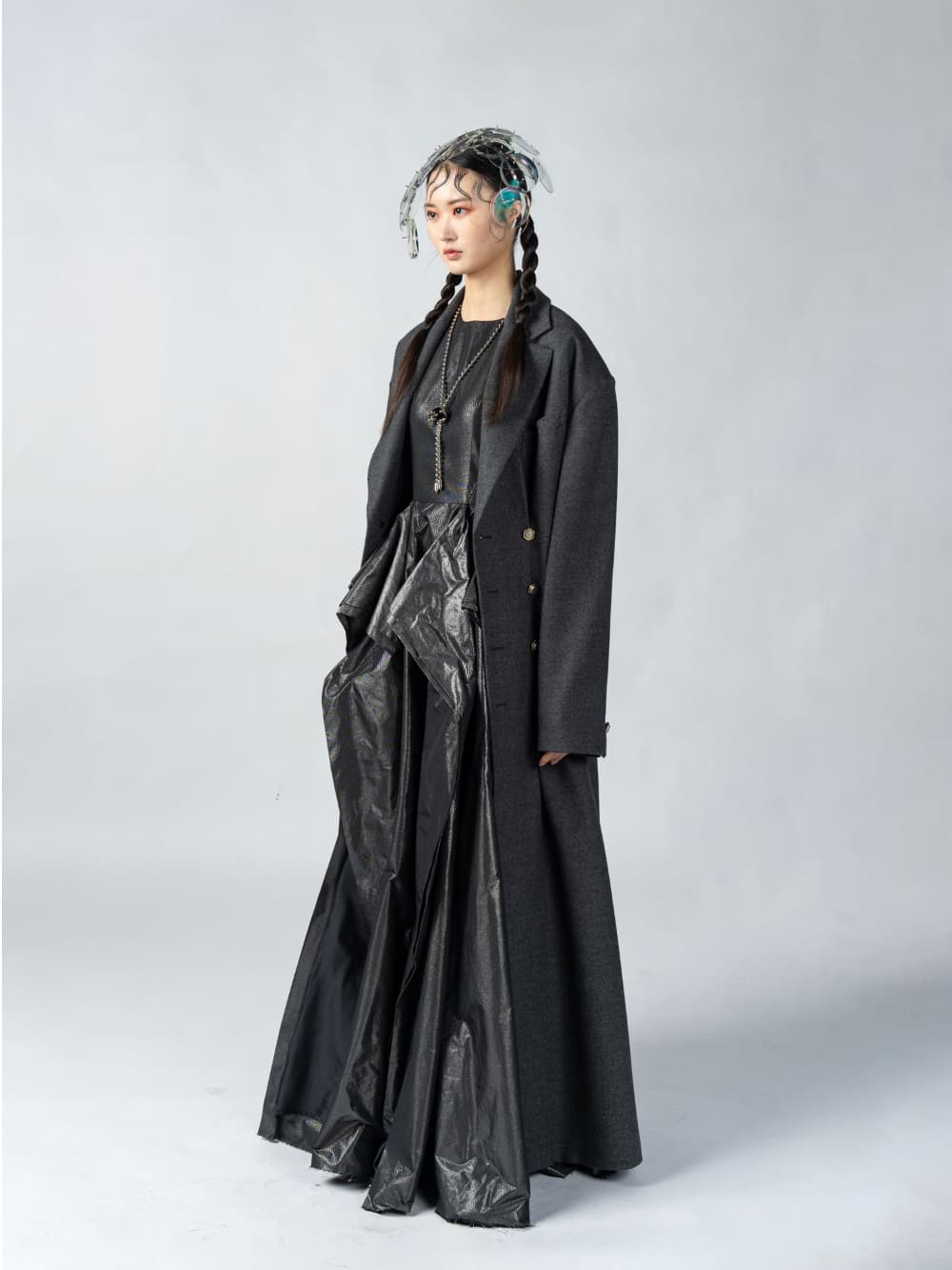GreyMelange Tuck Maxi Coat — vue 6