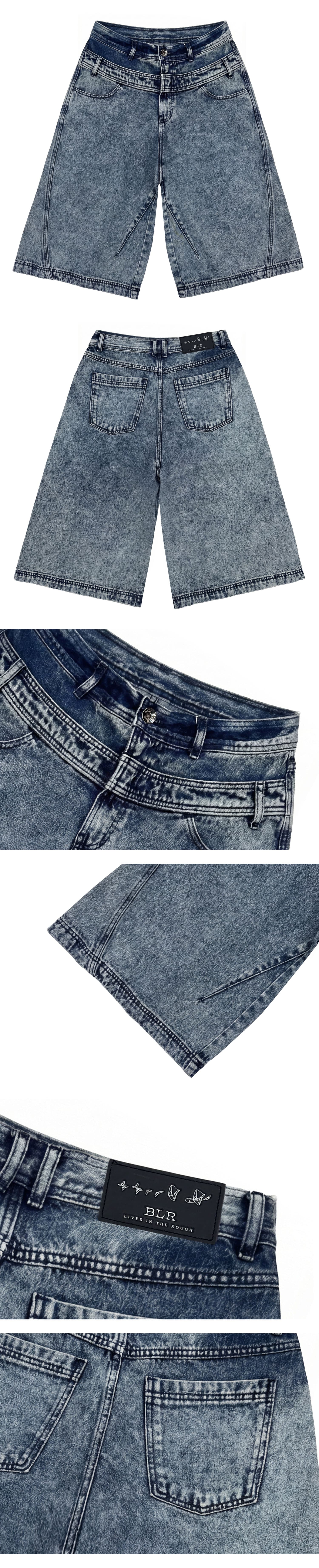 Curved Detail Bermuda Denim Pants — vue 3