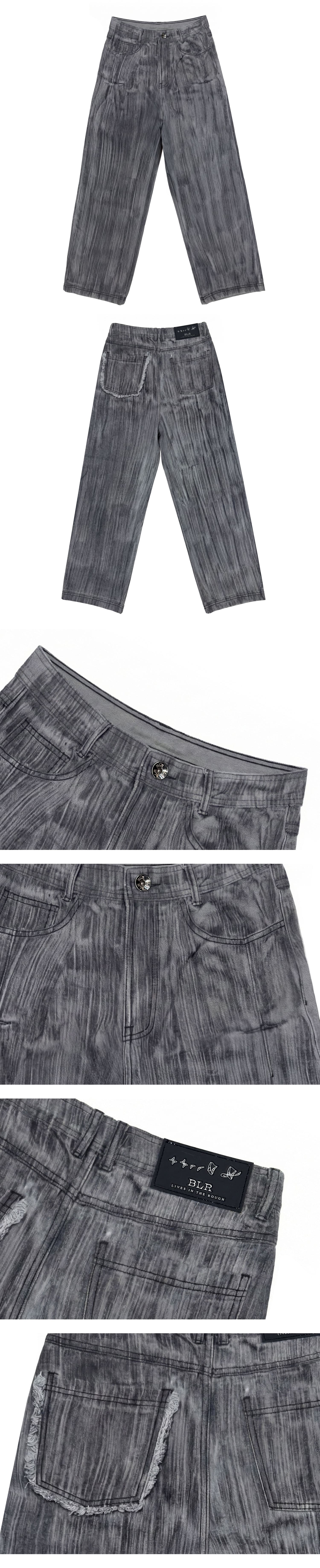 Brushed Oil Washed Wide Denim Pants Grey — vue 3