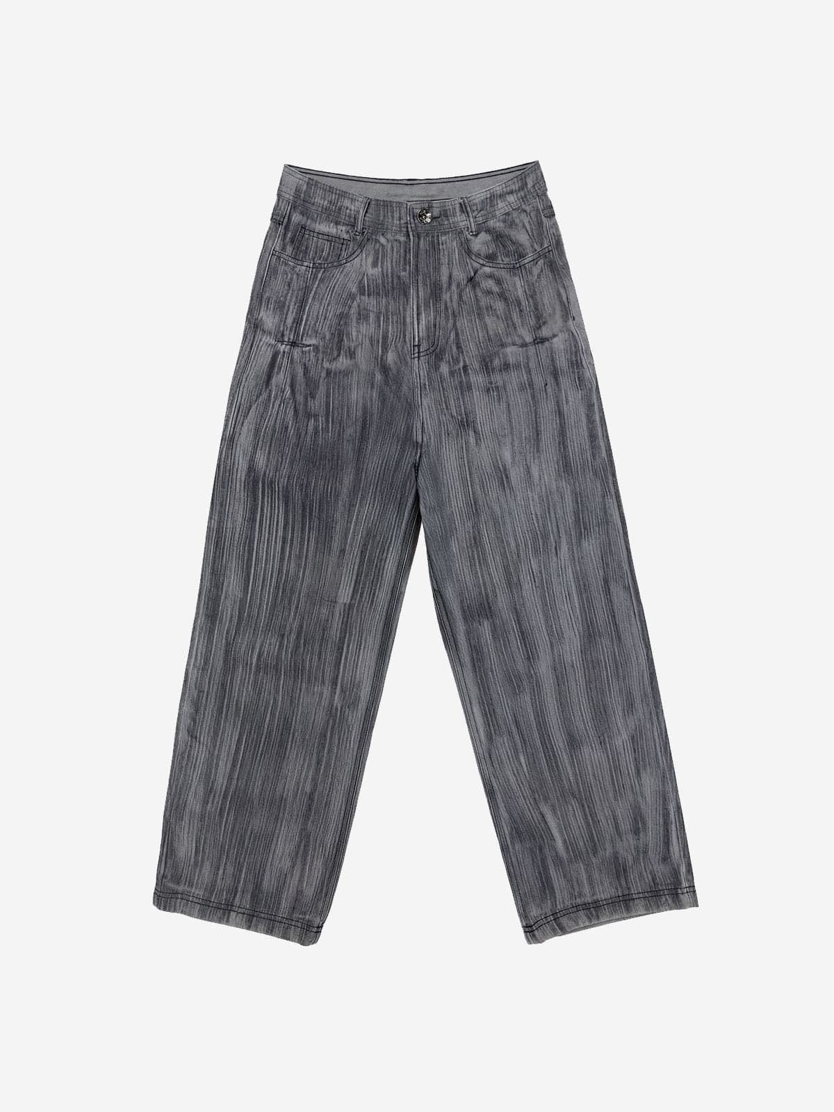 Brushed Oil Washed Wide Denim Pants Grey — vue 1