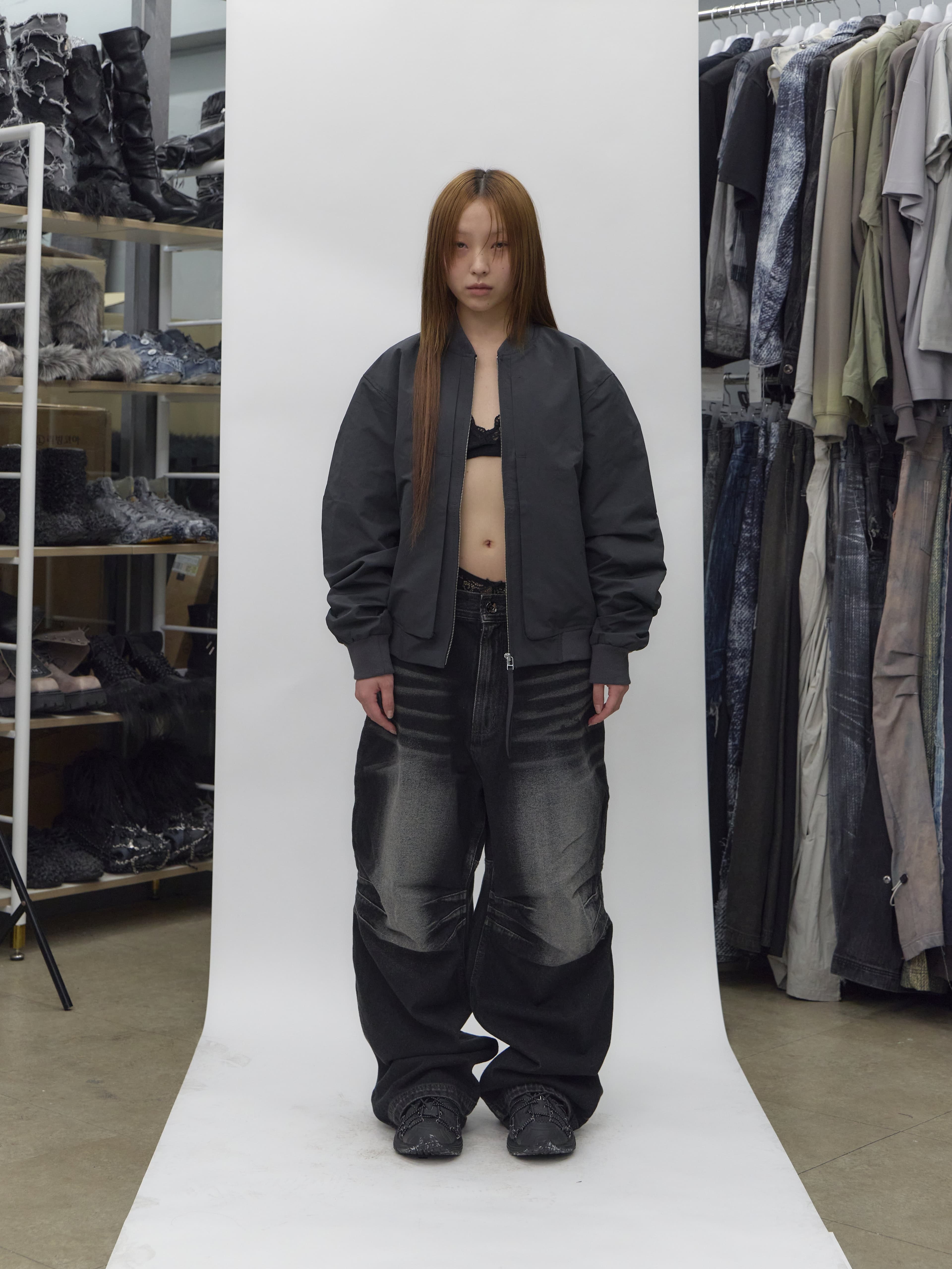 BLR Double Trident Washing Wide Denim Pants Black — vue 2
