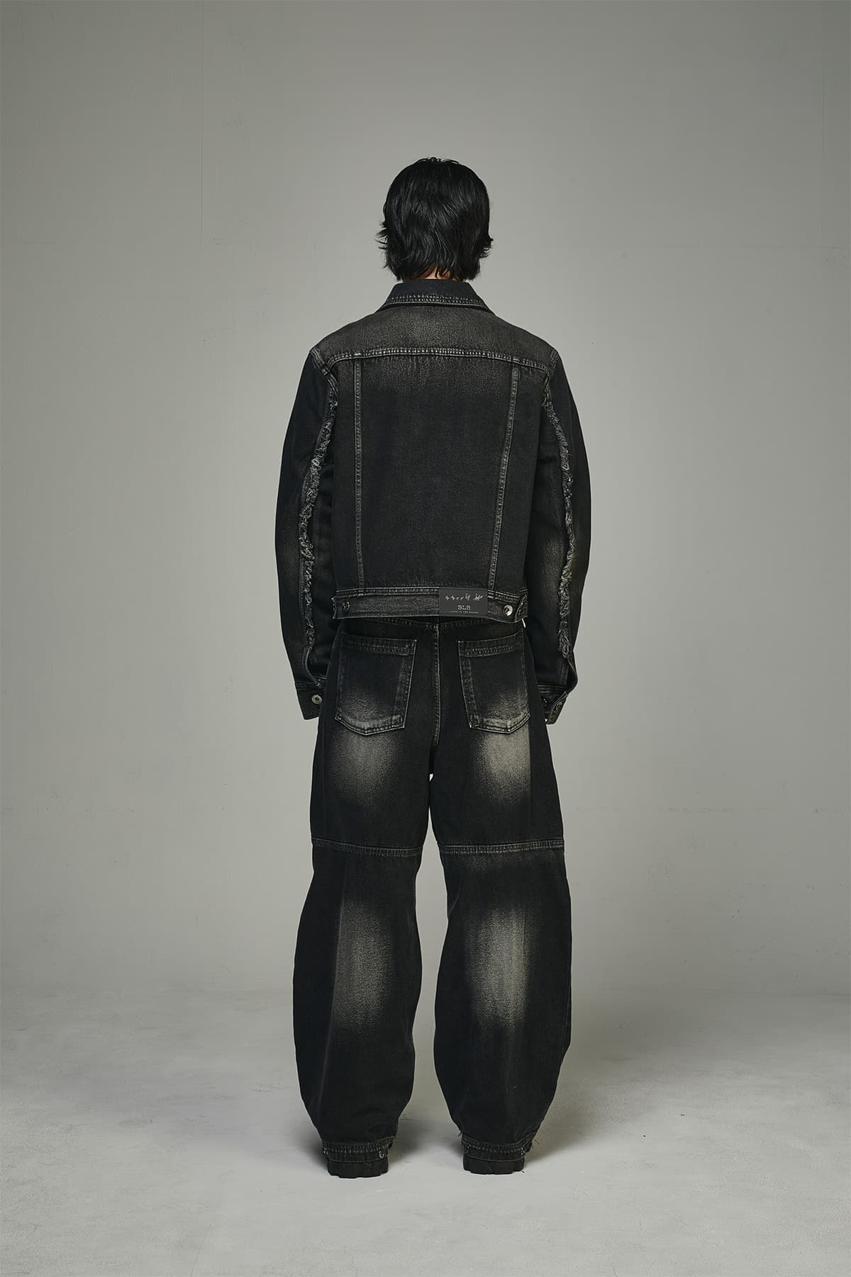 BLR Double Trident Washing Wide Denim Pants Black — vue 13