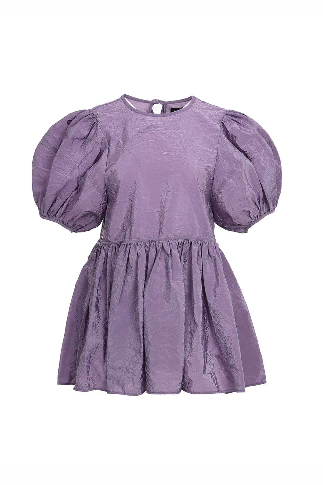 Puff Sleeve Shirring Blouse Purple — vue 1