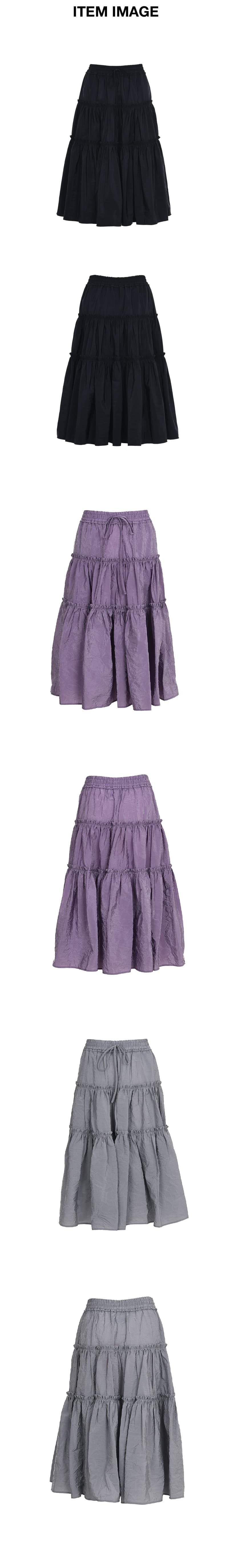Shirring 3-Tier Layered Skirt Grey — vue 4