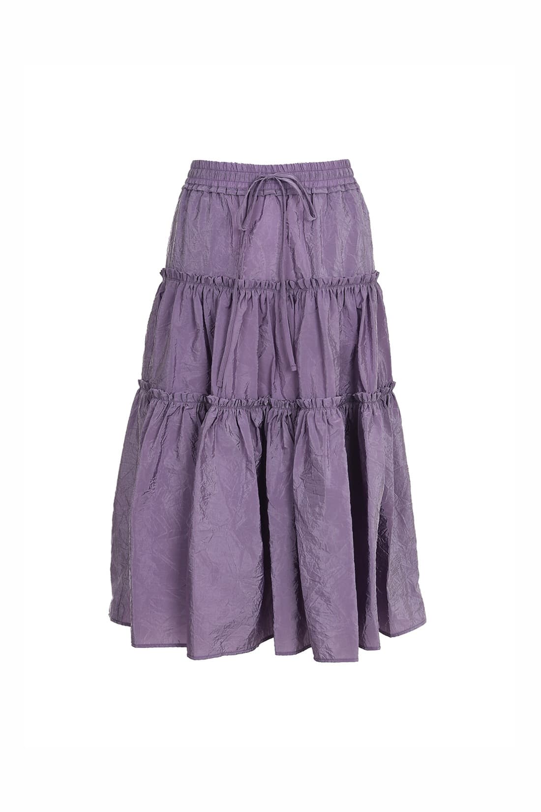 Shirring 3-Tier Layered Skirt Purple — vue 1