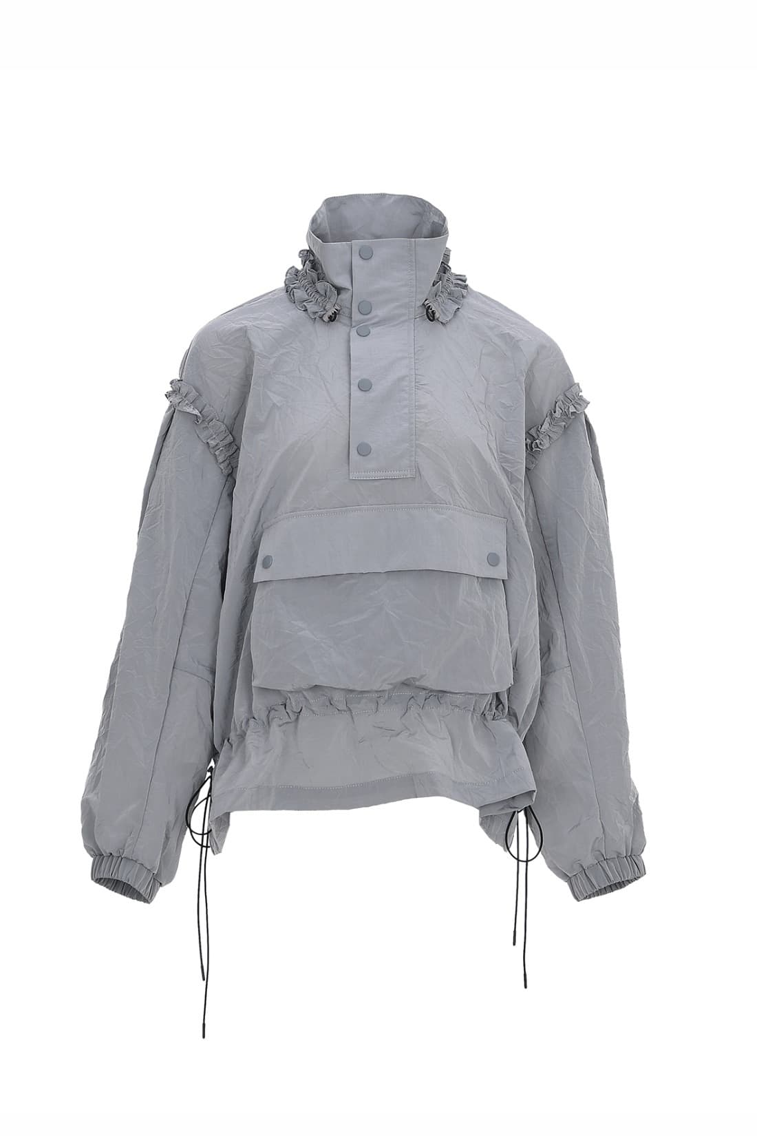 Frill Detail Anorak Jacket Grey — vue 1
