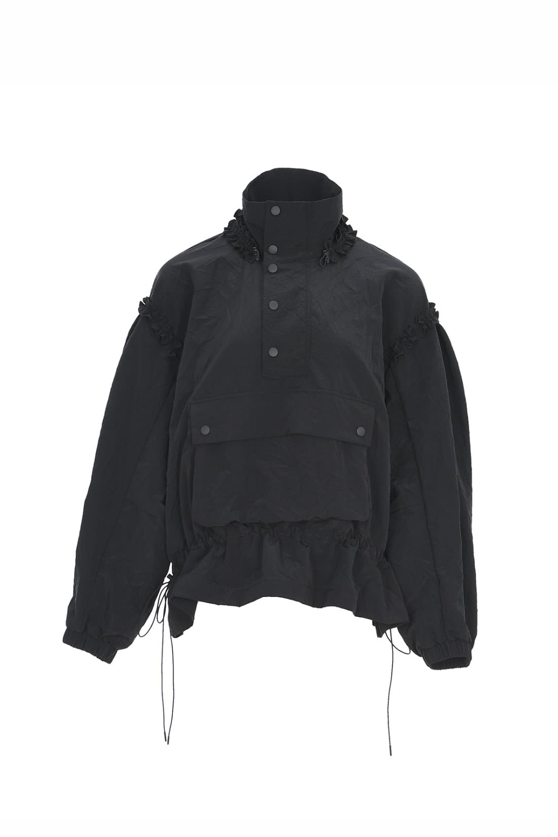 Frill Detail Anorak Jacket Black — vue 1