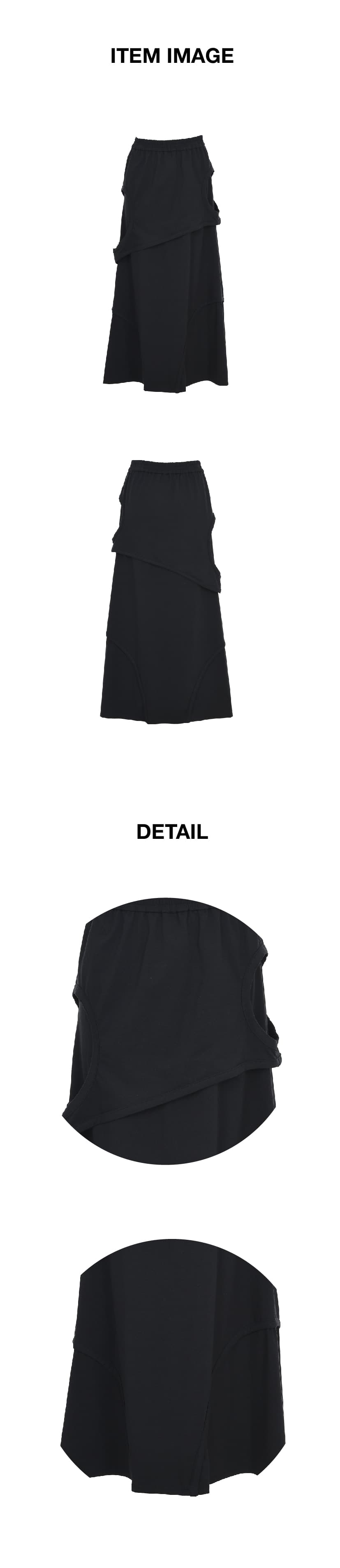 Cut-Out Detail Banding Skirt Black — vue 3