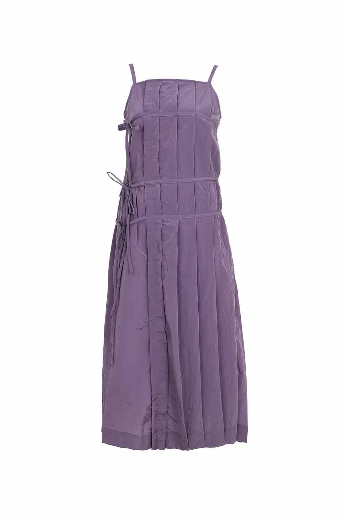 Pleats Wrap Detail Long Dress Purple — vue 1