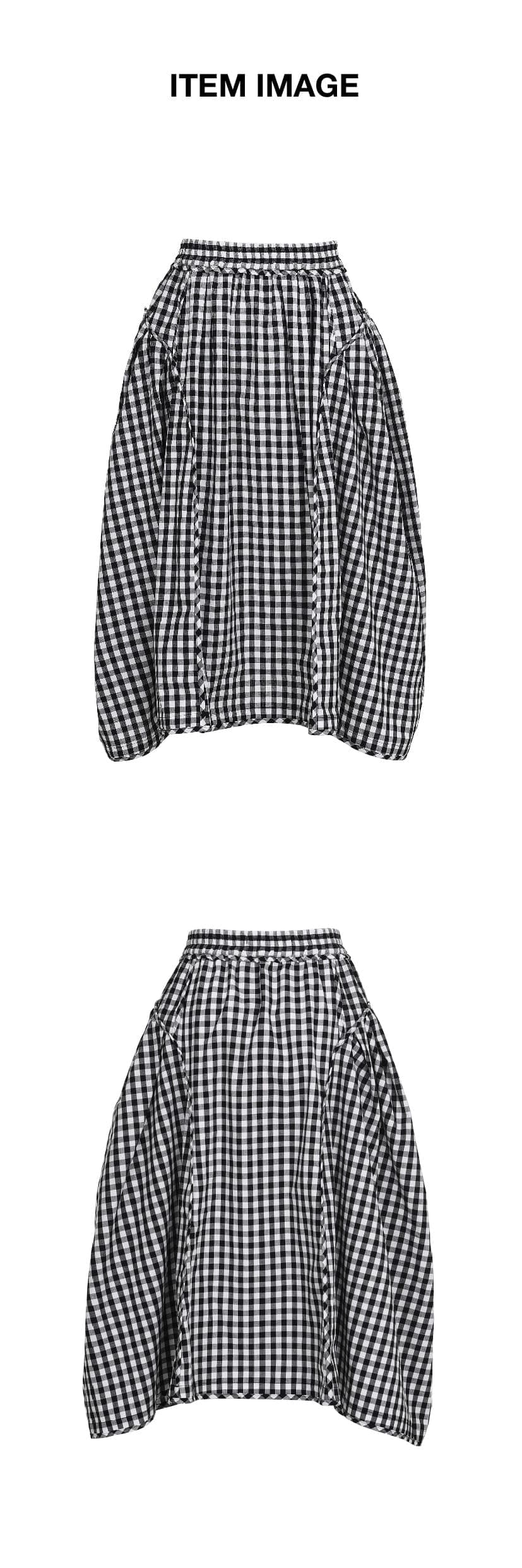 Gingham Check Line Detail Volume Skirt Black — vue 4