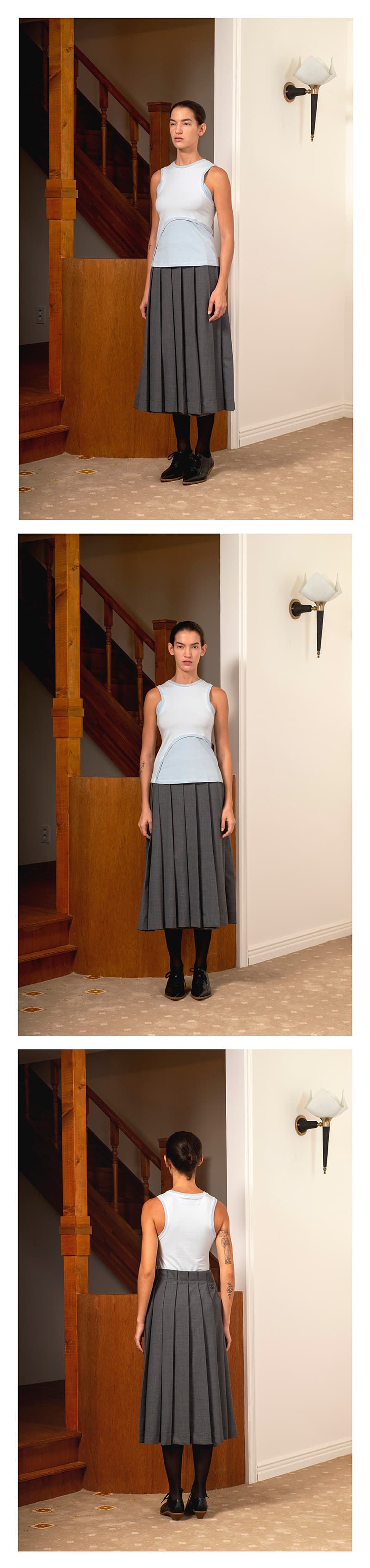 Curve Line Sleeveless Top Blue — vue 3
