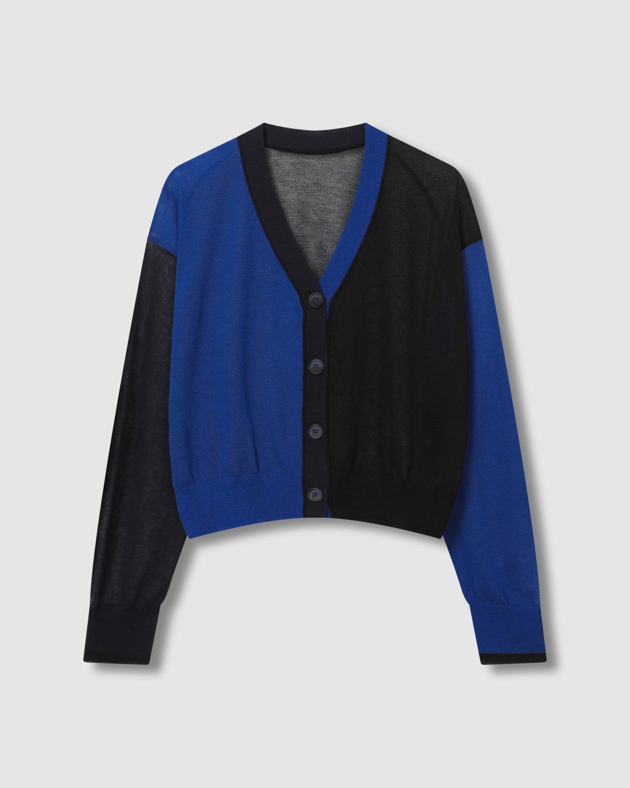 Color Mix Sheer Knit Cardigan Blue PT — vue 2